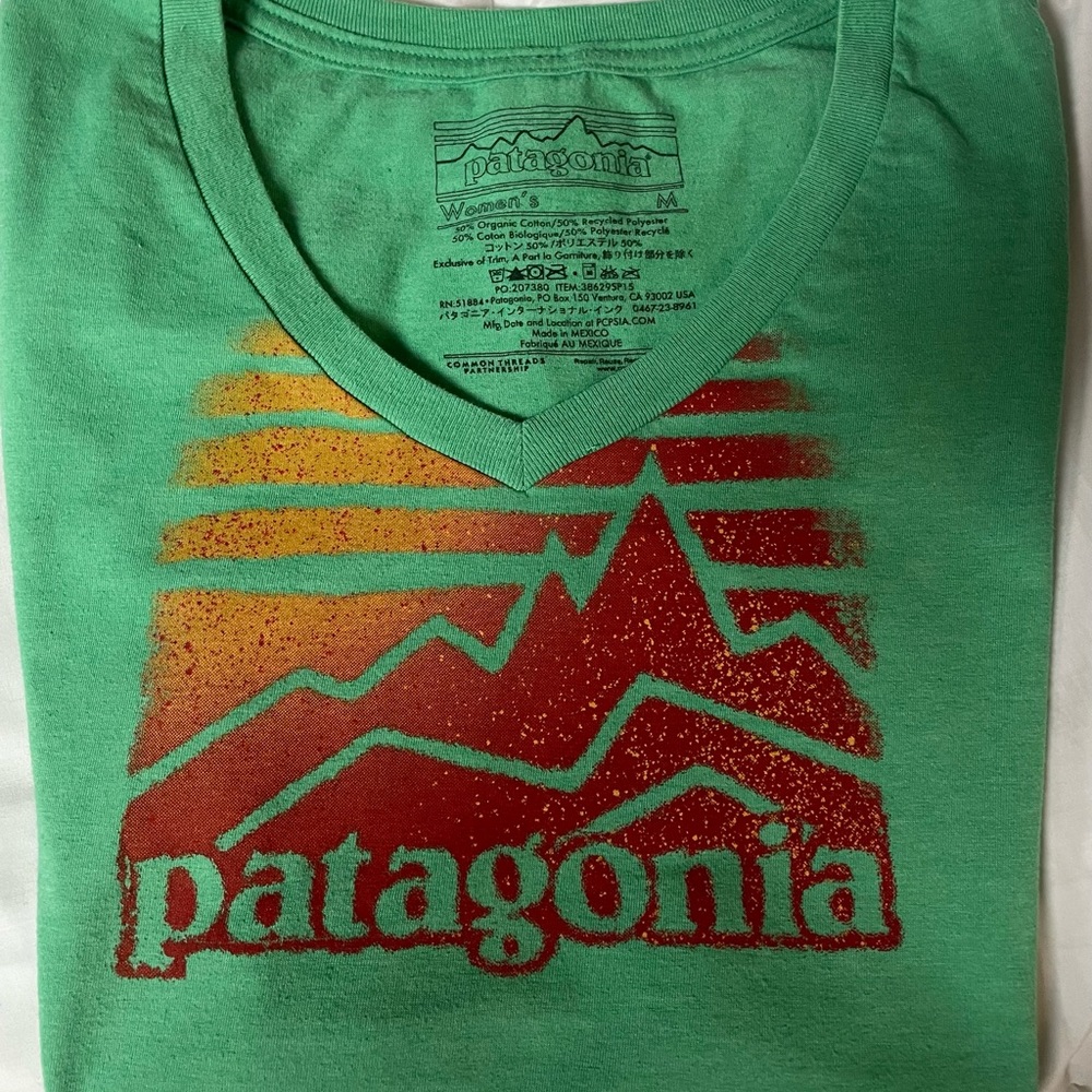 Women’s Patagonia vintage short sleeve V-neck T-Shirt green size medium